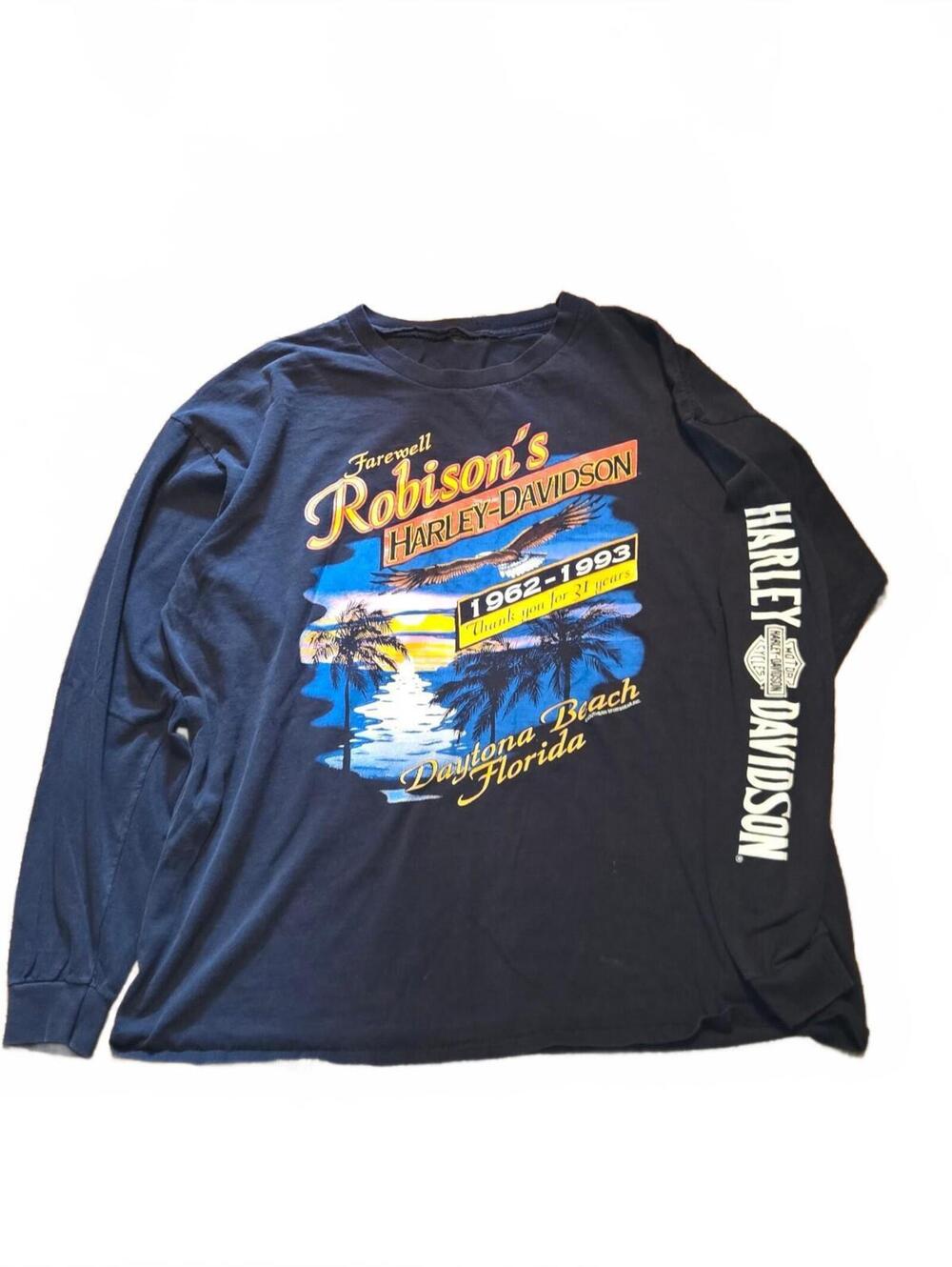 VTG Robison Harley Davidson  Long Sleeve Shirt Men's Size XL Farewell 90's